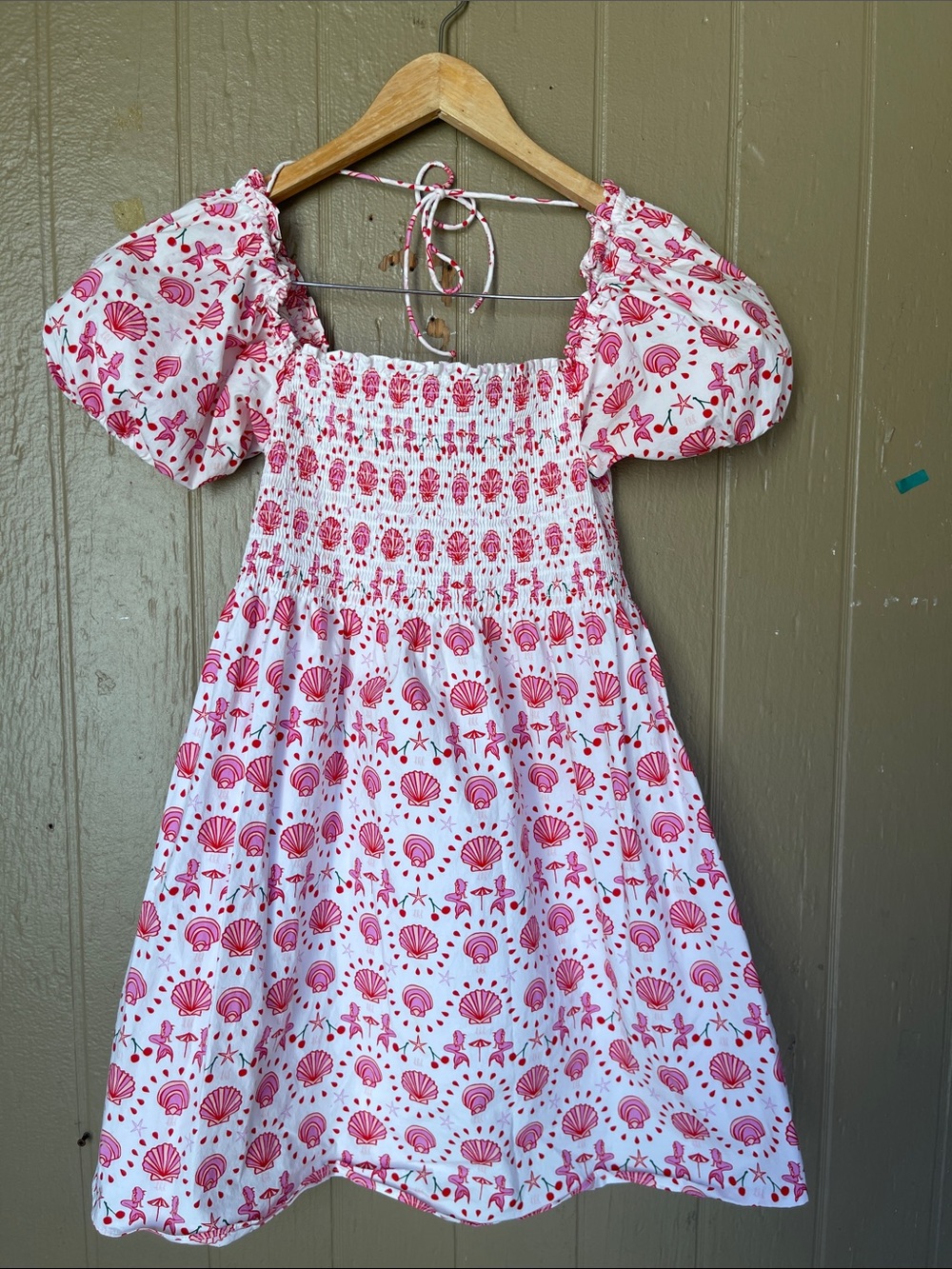 Hill House Athena Nap Dress Shell/Mermaid Print Smocked Sundress Size XS